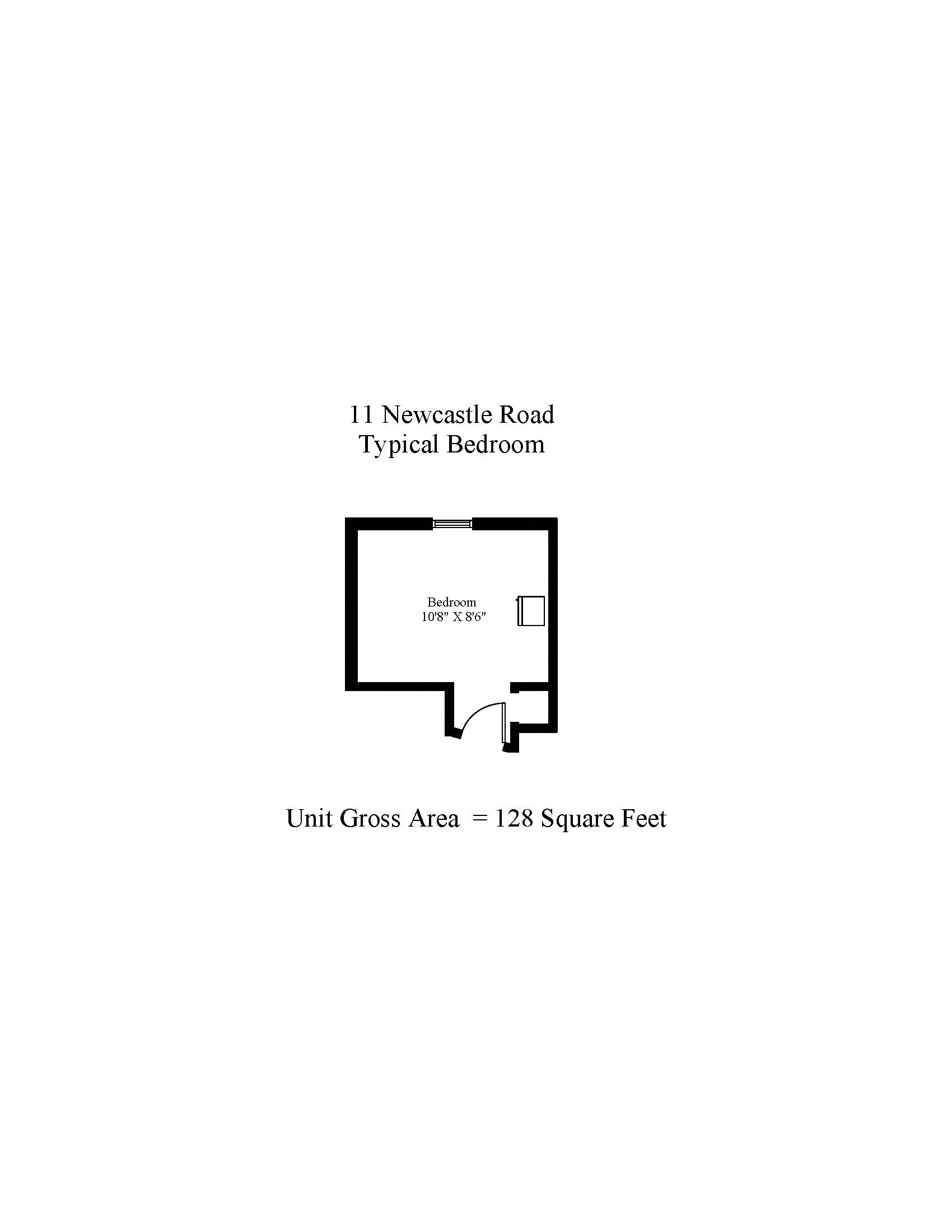 Floor plan for studio, 128 sqft